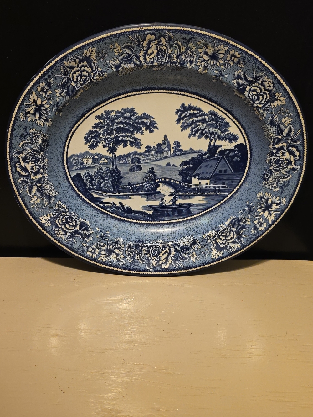 Blue Scenic Tin Decorative Platter - Classic Farmhouse Design- Inv.550